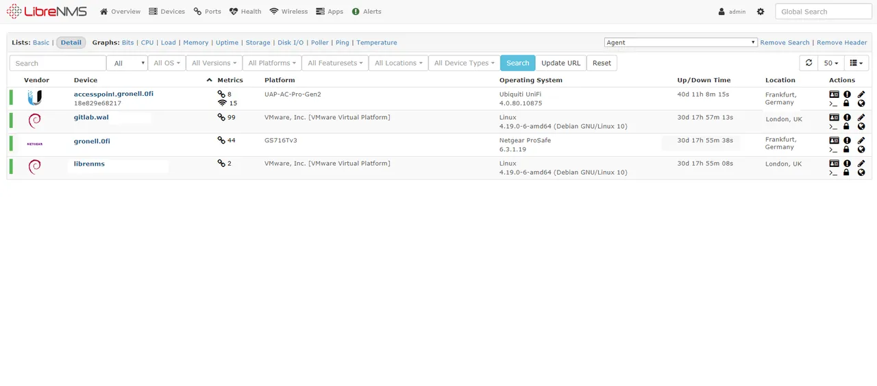LibreNMS web interface