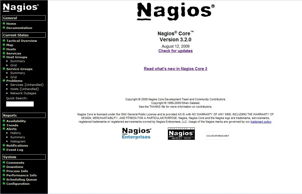 Nagios Core web interface
