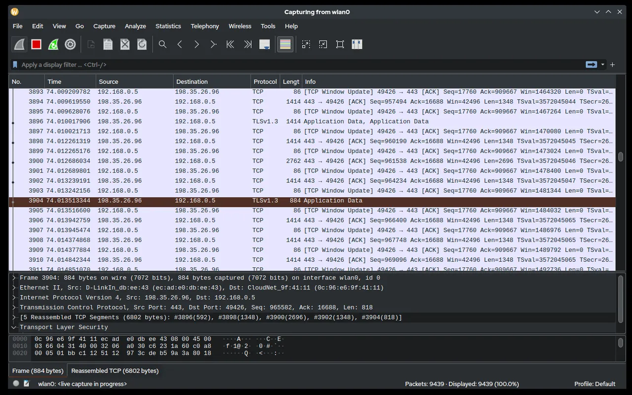 Wireshark application window
